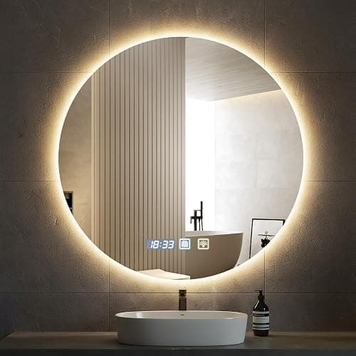 Bellanny Specchio Bagno con Luce 60cm, Specchio-Bagno-LED con Antifog, Specchi da parete Dimmerabile,3000K-6500K,Memoria,IP44, Tondo-Specchio-Retroilluminato, Vanity Mirror per Casa Parrucchiere Hotel - Image 1