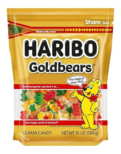 HARIBO Goldbears Fruity Gummy Candy, 10 oz. Resealable Bag | Soft, chewy gummy bears in five fruit flavors. The original gummy - Image 1