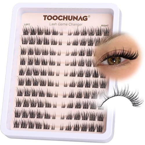 TOOCHUNAG Wispy Lash Clusters Natural Cluster Eyelash Extensions 3D Fairy Individual Lashes Clusters Eyelashes CD Curve Left&Right 7-15mm DIY Lash Extension at Home - Image 1
