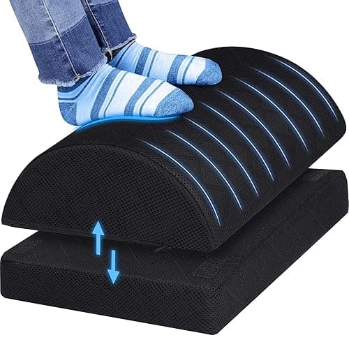 CushZone Foot Rest for Under Desk at Work Adjustable Foam for Office and Home, Office Desk Accessories,Comfortable Footrest with 2 Adjustable Heights,Back & Hip Pain Relief (Black-16.9 in) - Image 1
