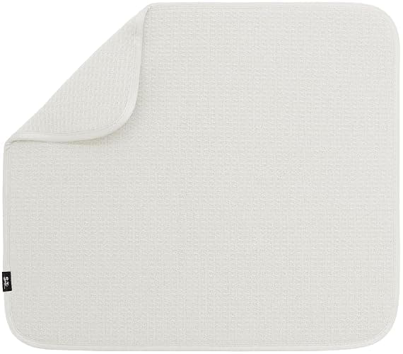 S&T INC. Dish Drying Mat, 16” x 18”, Absorbent Microfiber Kitchen Counter Mat, Dish Drying Pad for Dishes, Utensils, Pots and Pans, Large, Cream - Image 1