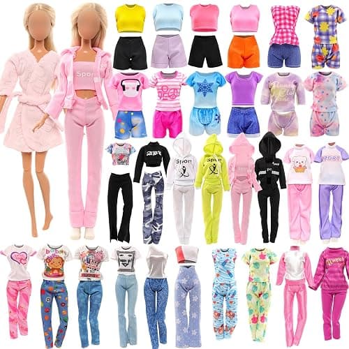 Barwa 9 Sets Doll Clothes Hooded Sports Suit Casual Outfits Tops and Pants Doll Pajamas for 11.5 inch Girls Doll - Image 1