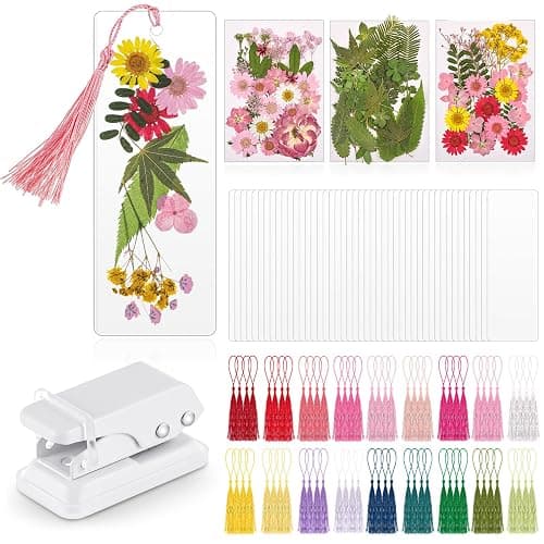 Fuyoooo 376 Pcs DIY Bookmark Making Kit, 150 Bookmark Laminating Pouches Bulk with 150 Tassels and Puncher DIY Projects Party Favor Gift for Reading Women Book Lovers(2 x 6 Inch,Pink) - Image 1