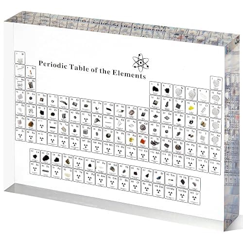 Periodic Table with Real Elements Inside, Acrylic Periodic Table Display with 83 Real Elements Samples, Craft, Teaching Tool, Gift for Kid, Students, Teacher, Science Lovers, 6*4.5*0.8 inch - Image 1