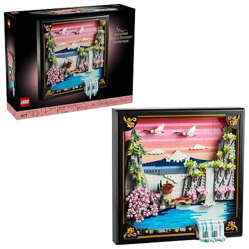 LEGO Art Japanese Cherry Blossom Landscape Building Set for Adults - Room Decoration & Gift for Women & Men, Ages 18+ - Framed Wall Decor, Stand or Hang to Display - 31218 - Image 1
