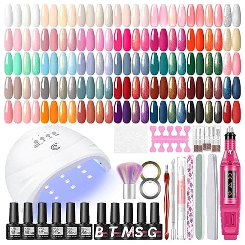 COSCELIA 53pcs Gel Nail Polish Kit with U V light and Drill Starter Kit 35 Colors Gel Nail Polish with 5pcs Top Base Coat Nail Art Professional Gel Manicure Kit Christmas Gifts for Women Teens Girls - Image 1