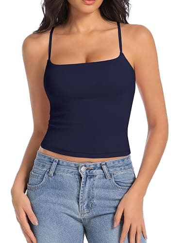 Abonlen Camisole Tops for Women Sleeveless Adjustable Spaghetti Strap Tank Tops Y2K Basic Shirts - Small - Deep Royal Blue - Image 1
