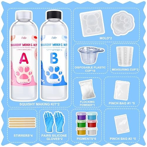 Liquid Silicone for Taba Squishy Kit - 500g 1:1 AB Ratio Mixed Super Soft Silicone Rubber for Squishy Maker, Perfect DIY Stress Relief Gift Making Kit for Taba Squishy, Taba Bear, Flocking Cat's Paw - Image 1