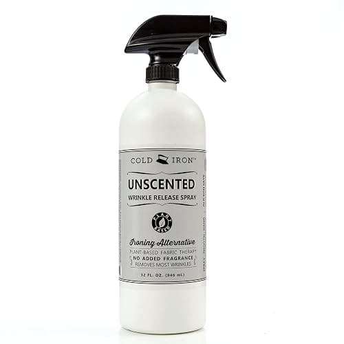 Cold Iron Wrinkle Release Spray for Clothes. 32 fl oz. Unscented/Fragrance Free. Plant Based Ironing Alternative. Fast, Easy to Use. Spray, Smooth, Hang. Award Winning Formula to Save You Time - Image 1