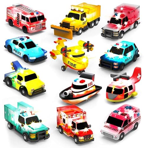 Tub Works® Emergency™ Cars Light Up Bath Toys, 12 Pack | Water-Activated Light Up Toys Flash & Change Color | Easy-Grip Baby & Toddler Bath Toys | Sensory Toys with Bath Lights for Kids Bath - Image 1