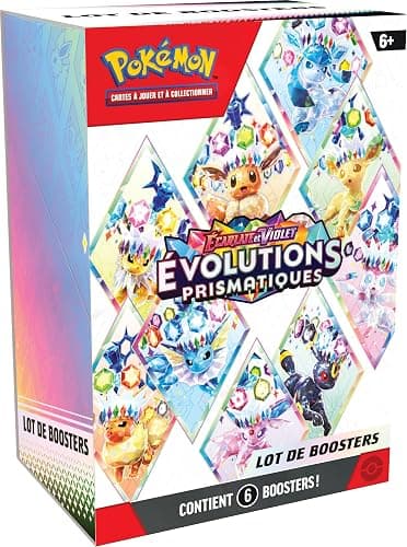 Pokémon: Lot de boosters Écarlate et Violet – Évolutions Prismatiques du JCC Pokémon (6 boosters) - Image 1