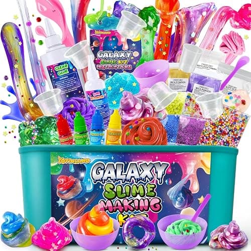 DIY Slime Kit, Galaxy Slime Making Kit for Girls, Gift Toy for Kids 3-12 | Butter & Glow in The Dark Slime with Add-ins, Foam Balls, Charms, Glitters, Party Favors Gift Toys - Image 1