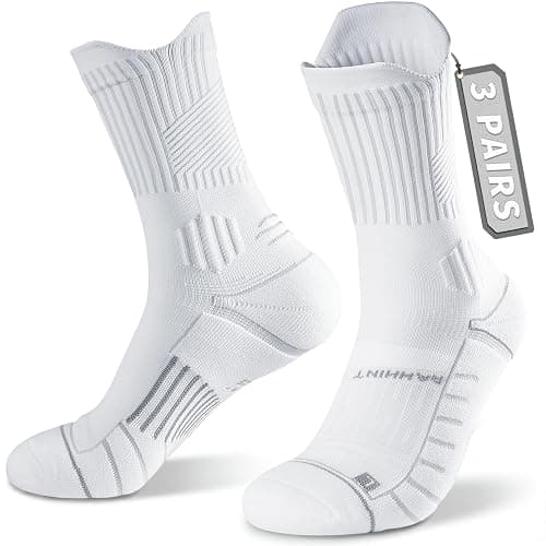 Rahhint Coolmax Compression Running Socks for Women 3 Pairs Cushion Crew Athletic Socks Moisture Wicking Anti-Blister Socks - Image 1
