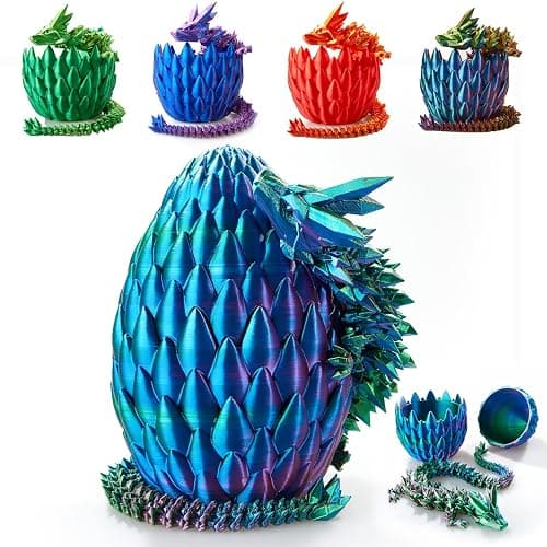 3D Printed Dragon Egg, 15Inch Crystal Dragon with Egg,Surprise Egg,Articulated Fidget Toys for Executive Home Office Decor,Toys for Kids Gifts - Image 1