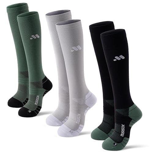 musesox Compression Socks for Women and Men,15-20 mmHg Support(3 Pairs) | Knee High,Graduated Compression,L/R Foot Labels,Breathable Fabric,Best for Flying/Nurses/Travel/Cycling/Pregnancy/Daily Wear - Image 1