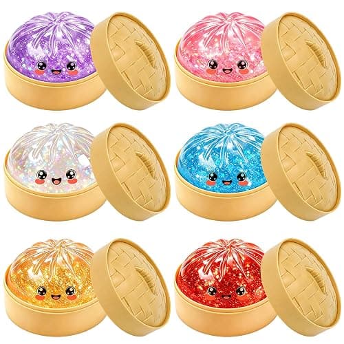 6PCS Glitter Squishy Toy, Crazy Fun Squishy with Box, Stretchable Squeeze Stress Balls Fidget Sensory Squishy for Holiday - Image 1