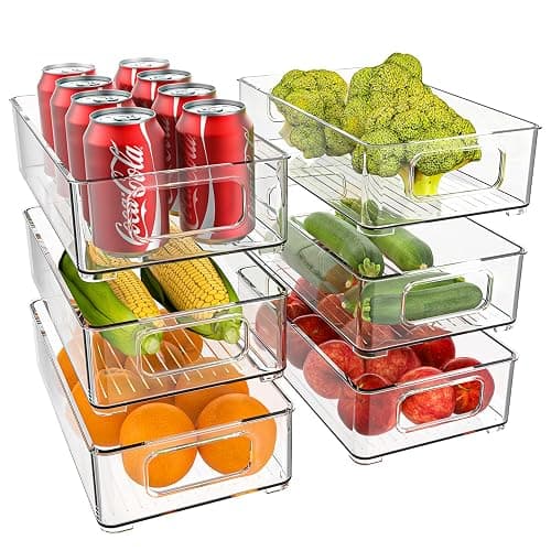 Diwoker Fridge Organiser, Stackable, Storage Box, Kitchen Organiser, Pantry Storage Container, Transparent Container for Fridge, Kitchens, Cabinets (Pack of 6) - Image 1