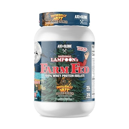 Axe & Sledge Farm Fed 100% Whey Protein Isolate | 25g Protein | Low Carb, Low Sugar, Gluten Free | Protein Powder for Men and Women | Keto | Squirrelly Nut Cookie Crunch Peanut Butter Cookies & Cream - Image 1