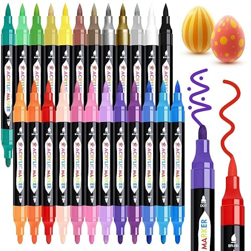 TBC The Best Crafts 24 Colors Dual Tip Acrylic Paint Markers,Waterproof, Non-Toxic, odorless, Suitable for Paper, Pottery, Stones, Backpacks, Glass - Image 1