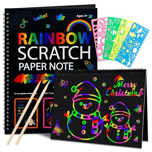 Stocking Stuffers for Kids Teen Girls: Scratch Paper Art Crafts Back to School Teacher Supplies Game Party Favors Activities Toys for Boy Ages 3-12 Years Old Valentines Birthday Gifts 2 Pack - Image 1