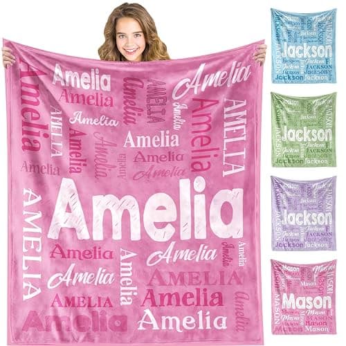 Ships Next Day, Personalized Blanket for Teen Girls Custom Kids Blanket with Name Ultra-Soft Cozy Flannel Fleece Blankets Customized Gifts for Kids Adult - Image 1
