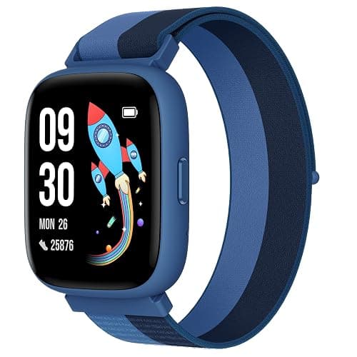 BIGGERFIVE Kids Smart Watch, 1.8" Fitness Watch Pedometer, Heart Rate, IP68 Waterproof, Sleep Tracker, Calorie Step Counter, 5 Puzzle Games with/without APP for Girls Boys Teens 5-16, Nylon - Image 1