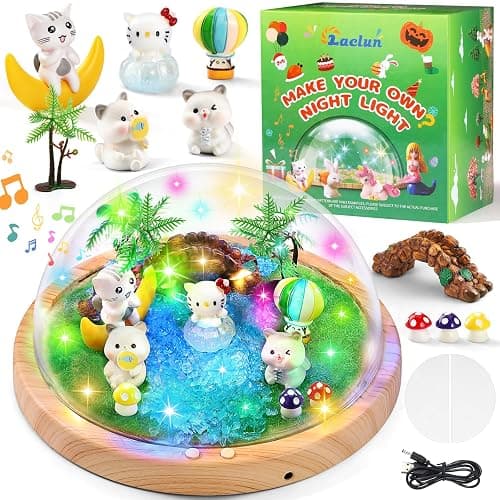 Laclun Make Your Own Music Night Light, Cat Toys for Kids, Crafts for Girls Age 3-8,DIY Cat Toy Kits 3 4 5 6 7 8 9 10 Year Old Girl Birthday Gift Ideas,Best Christmas Gifts for Girls(Kitten) - Image 1