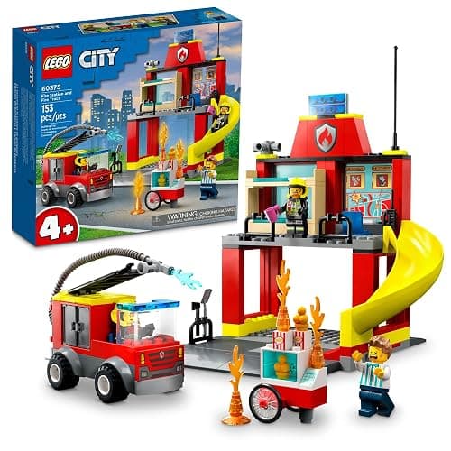 Lego City Fire Station and Fire Engine 60375, Pretend Play Fire Station with Firefighter Minifigures, Educational Vehicle Toys for Kids Boys Girls Age 4+ - Image 1