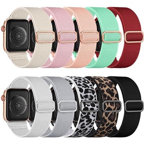 Maledan 10 Pack Stretchy Solo Loop Compatible with Apple Watch Band 40mm 38mm 41mm 42mm 44mm 45mm 46mm 49mm Women Men,Soft Nylon Elastic Braided Strap for iWatch Series 11 10 9 8 7 6 5 4 3 2 1 SE Ultra - Image 1