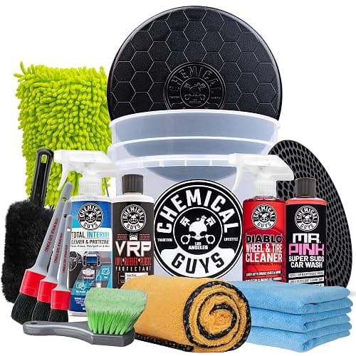 Chemical Guys 17-Piece Car Detailing Kit, Everything You Need for Interior and Exterior Car Cleaning in One Box, Wash Soap, Wheel Cleaner, Interior Cleaner, Bucket, Mitt, Brushes, Towels - Image 1