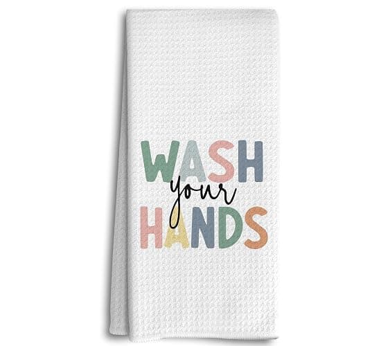 Dwept Kids KidBathroom Decor, Kids Hand Towels, Kids Bathroom Accessories, Little Girls Boys Bathroom Kitchen Decor forKids, Wash Your Hands Boho Nursery Dish Towels Tea Towels for KitchenBathroom - Image 1