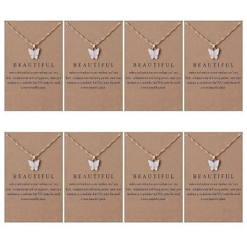 Rrdaily 8 Pcs Butterfly Necklace Bulk Gifts for Women, Cute Friendship Necklace Set for Mother's Day Birthday Christmas Party Favors Jewelry - Image 1