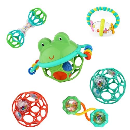 Bright Starts Little Shakers 6pc Gift Set, Easy-Grasp Oball Technology, Baby Rattles, Balls and Teethers, On-The-Go Toys, Lightweight, Unisex, Newborn+ - Image 1