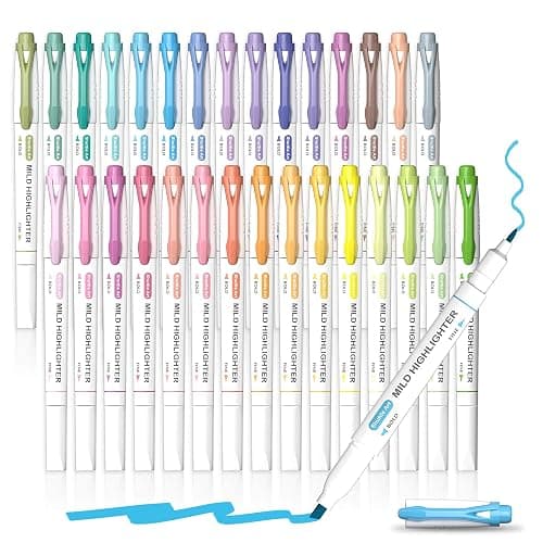 Shuttle Art 30 Colors Highlighters, Pastel Highlighter Pens Assorted Colors, Dual Tip Mild Color Highlighter Markers, Perfect for Teens, Kids and Adults Coloring, Underlining, Highlighting - Image 1