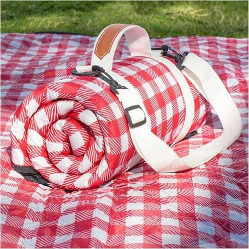 Genovega Waterproof Picnic Blanket Beach Outdoor Camping Mat Rug Extra Large Foldable Cute Big Travel Essential Accessories Gift Park Patio Lawn Garden Grass Ground Music Festival Must Have Checkered - Image 1