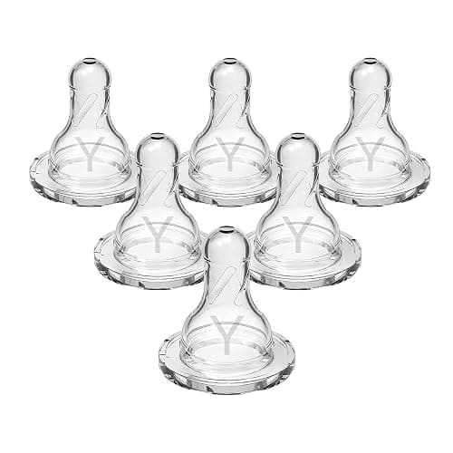 Dr. Brown's Natural Flow Y-Cut Narrow Baby Bottle Silicone Nipple, Ideal for Thicker Liquids, 9m+, 100% Silicone Bottle Nipple, 6 Count - Image 1