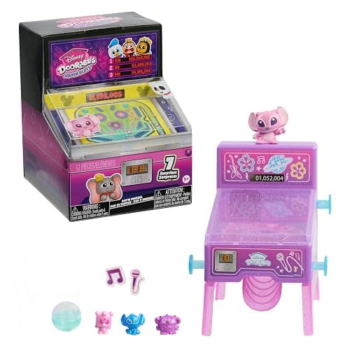 Disney Doorables Squish’Alots Poppin Pinball Game by Just Play | Mini Arcade Toy, 7 Surprises, 3 Micro Figures, Squish Figure, Mystery Pinball Theme, Capsules, Kids Toys, Ages 5+ - Image 1