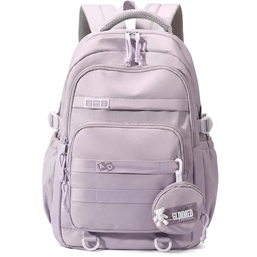 Armbq Kids Backpack for Girls - Aesthetic School Backpack for Teens & Elementary Students - Purple Bookbag - Purple - Image 1
