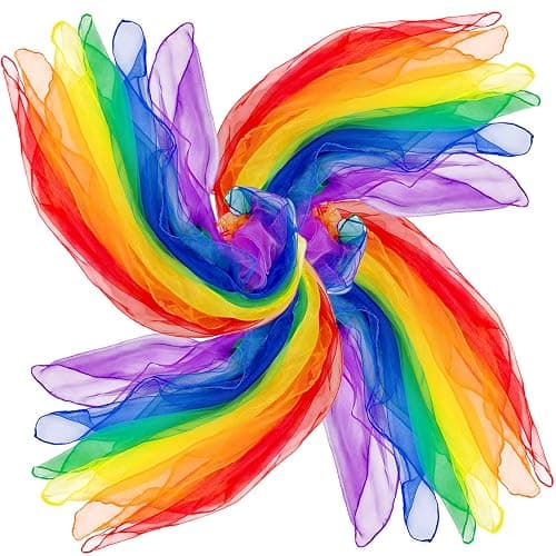 AIVIAI Juggling Scarves for Kids Play 24 Pcs Dance Music Scarfs Colorful Silk Actives Scarves Rhythm Band Scarves for Toddlers Children Movement(6 Colors) - Image 1