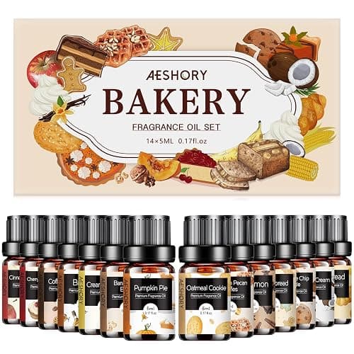 Bakery Essential Oils Set - Fragrance Oil for Diffusers, Candle Making - Pumpkin Pie, Coffee Cake, Oatmeal Cookie, Gingerbread, Cinnamon Apple Aromatherapy Scented Oils (5ml) - Bakery - Image 1