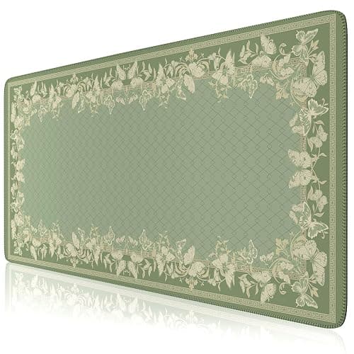 HAOCOO Light Green Desk Pad Mat, Desk Matt for Desktop with Edge Stitching, Non-Slip Mouse Pad Large, Cute Keyboard Mat for Gaming,Women Office - Image 1