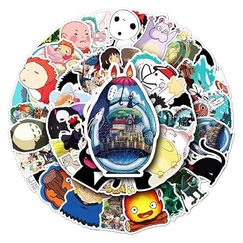 50 Stück Ghibli Kino Laptop Aufkleber, Wasserfeste PVC-Aufkleber für DIY-Dekoration, Graffiti-Stil Stickers für Autos Motorräder Laptops Fahrräder Skateboards Skier Snowboards Gepäck etc. - Image 1