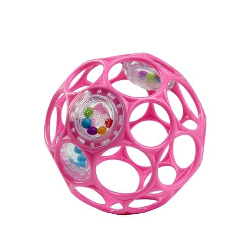 Bright Starts Oball Rattle Easy-Grasp Toy - Pink, Ages Newborn - 1 Count (Pack of 1) - Image 1