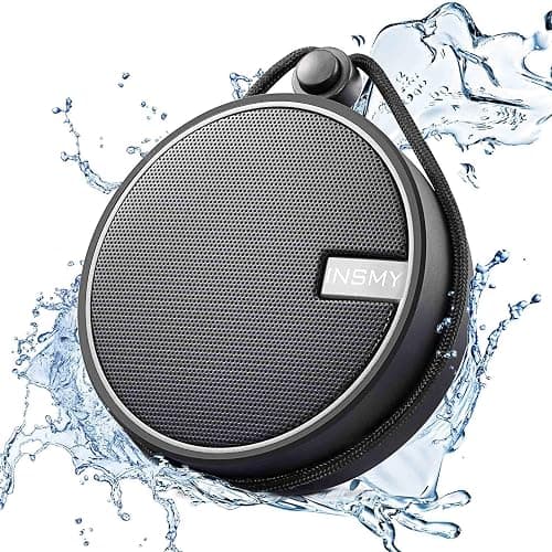INSMY C12 IPX7 Waterproof Shower Bluetooth Speaker, Portable Small Speaker, Speakers Bluetooth Wireless Loud Clear Sound Support TF Card Suction Cup for Kayak Canoe Beach Gift (Black) - Image 1
