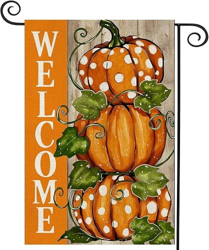 Fall Decorations Garden Flag 12x18 Inch for Outside Double Sided Weather & Fade Resistant Pumpkin Welcome Yard Flags Thanksgiving Outdoor Home Fall Decor - Image 1