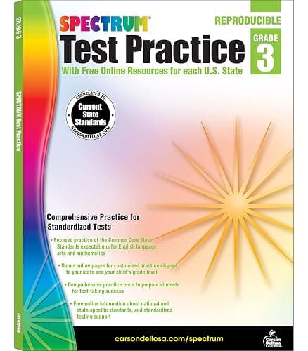 Spectrum Test Practice 3rd Grade Workbooks, Math, Language Arts, and Reading Comprehension Grade 3 Reproducible Book for Standardized Test Practice, 3rd Grade Workbooks All Subjects Ages 8-9 - Image 1