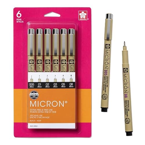 SAKURA Pigma Micron Fineliner Pens - Archival Black Ink Pens - Pens for Writing, Drawing, or Journaling - Assorted Point Sizes - 6 Pack - Image 1