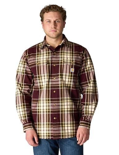 Carhartt Men’s Loose Fit Heavyweight Flannel Long-Sleeve Plaid Shirt - Image 1