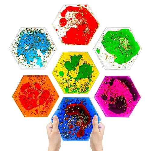 Jumble Comb Hexagon Liquid Motion Sensory Fidget Toys for Kids & Toddlers – Autism Sensory, ADHD Fidgeting, Stress, Focus & Visual Stimulation – Colorful Squishy Toys for Ages 3-8, Classroom & Travel - Image 1