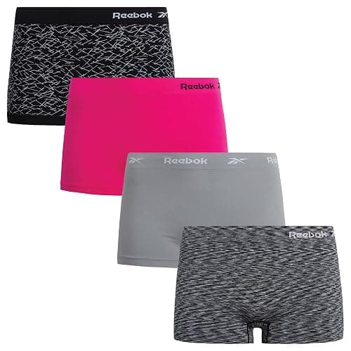Reebok Womens Boyshorts Underwear - 4 Pack Plus Size 3" Inseam Stretch Performance Boyshort Seamless Underwear for Women - Image 1